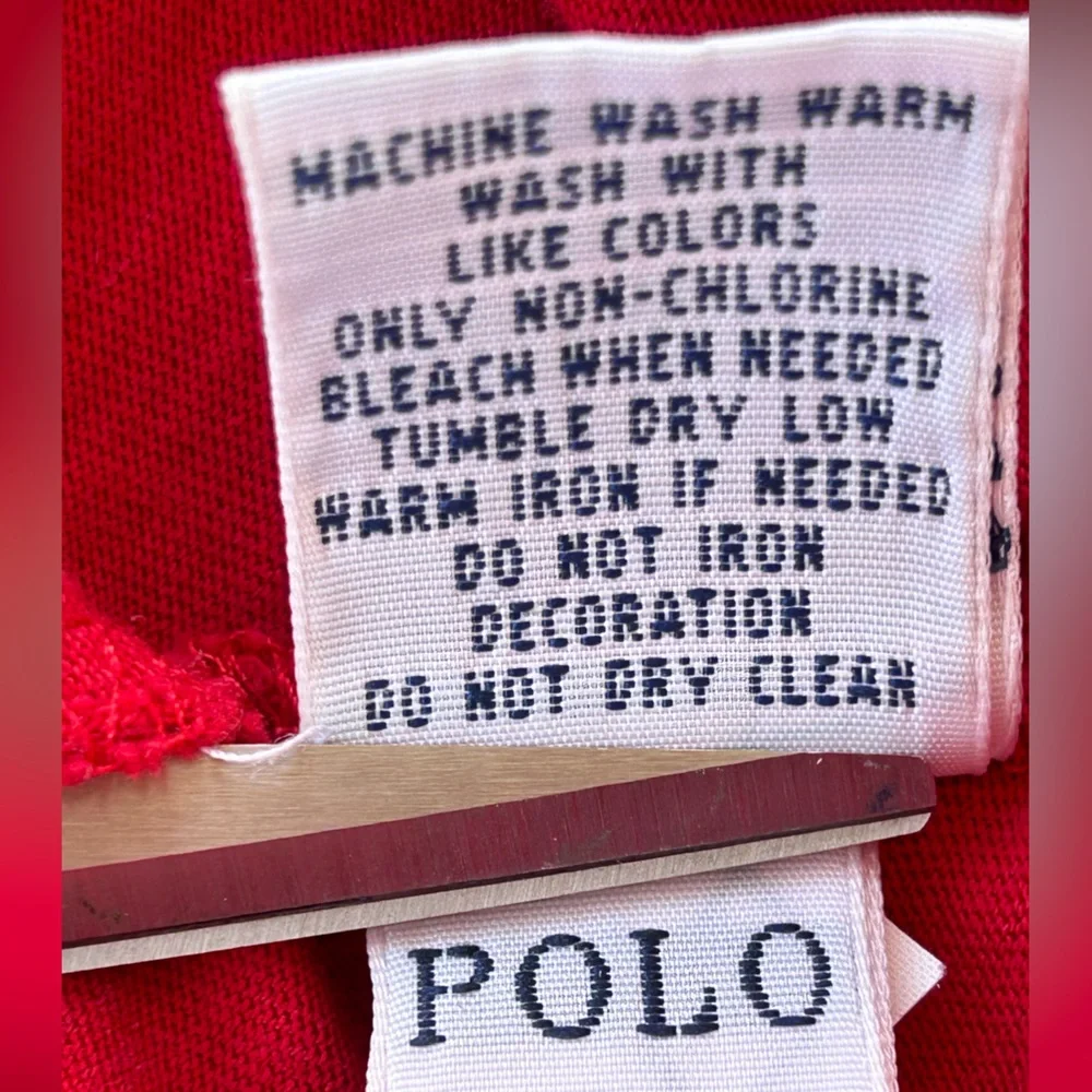 Polo Ralph Lauren Men’s Long Sleeved Tee Shirt Red with Navy Size Medium‎